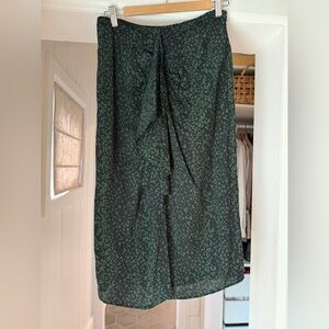 Zara Black and Dark Green Printed midi  Skirt